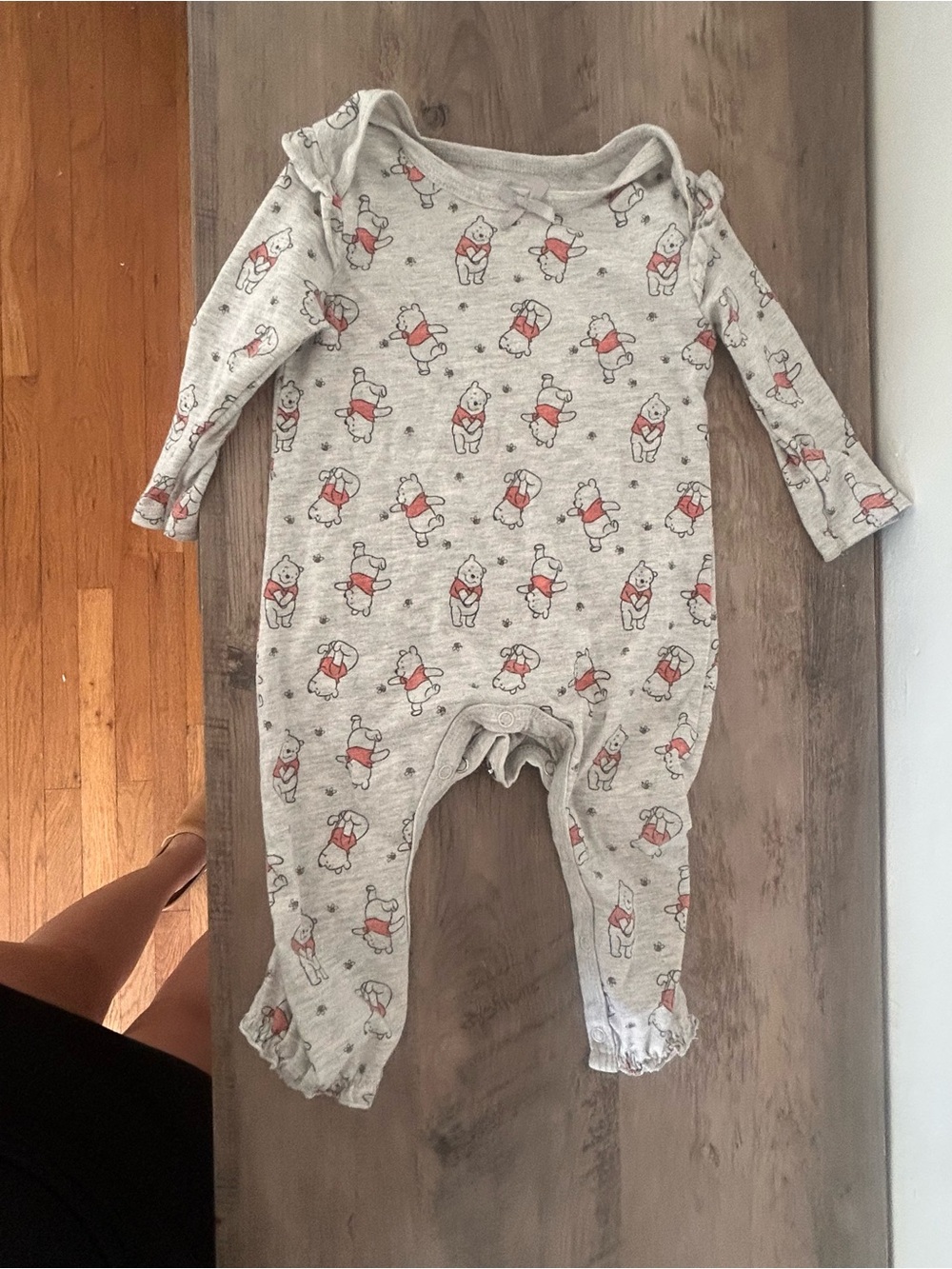 Baby Grey Winnie the Pooh Onsie- 12 Months